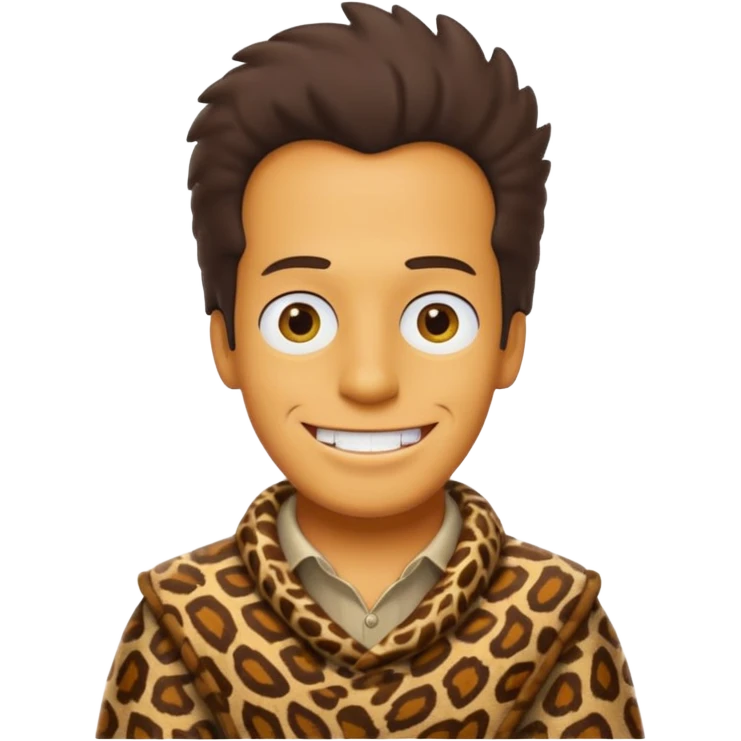 a simpson guy wearing ancient animal skin cloth, half body, icon emoji