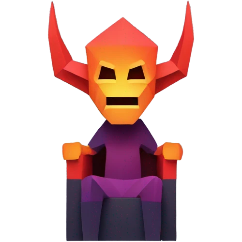 generate a low-poly demon with no details and just shapes sitting on a throne emoji