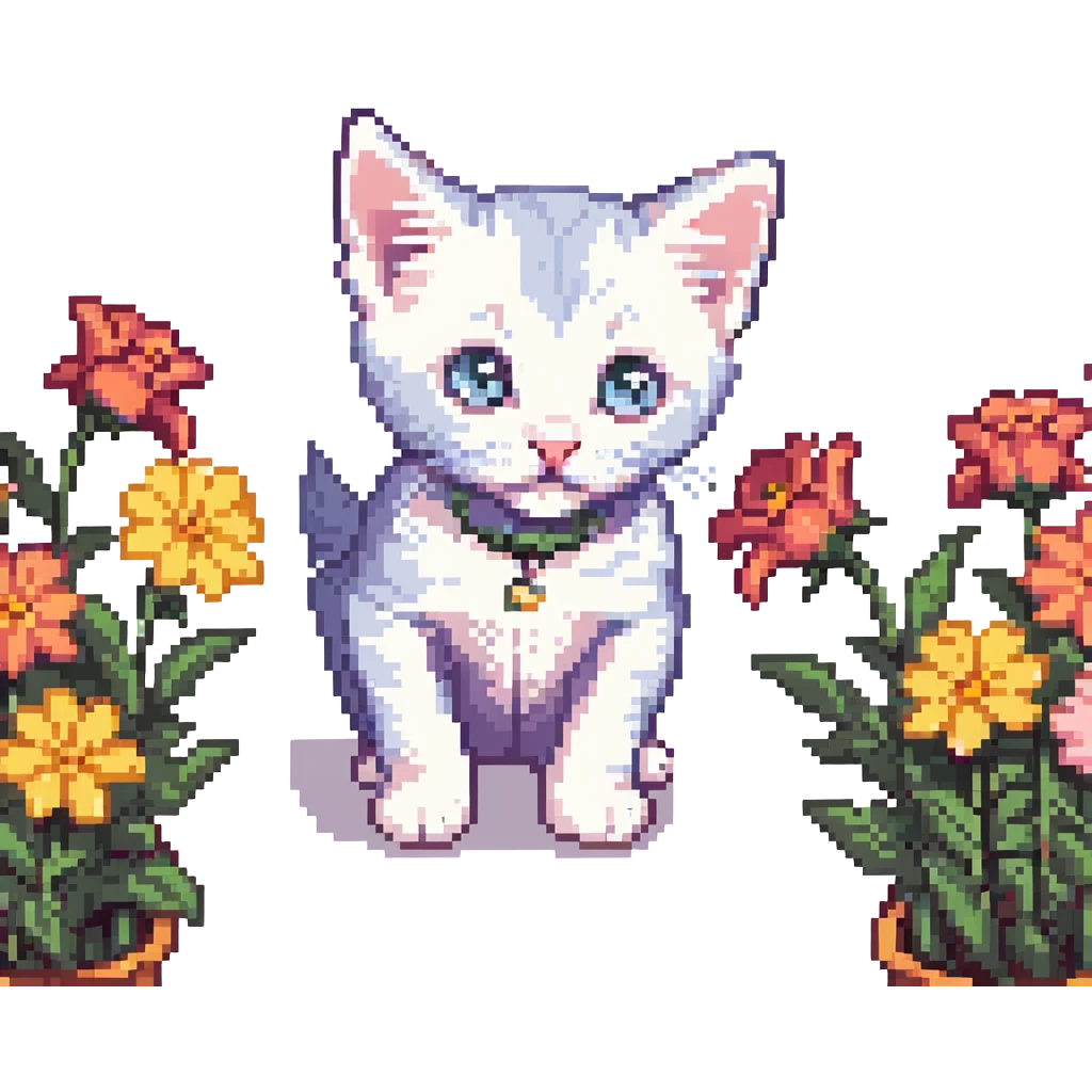 Kitten smells flowers emoji
