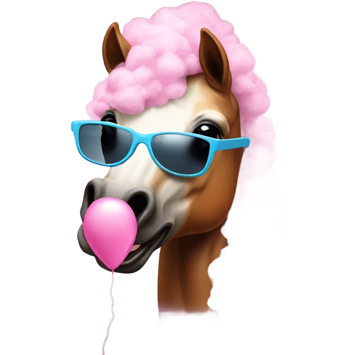 Horse with sunglasses and cotton candy emoji