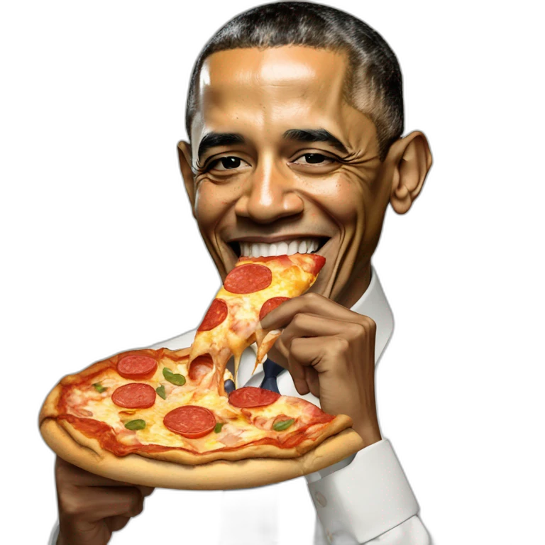 barack obama eating pizza emoji