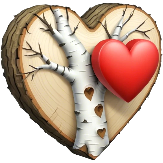 read realistic heart with birch trea texture emoji