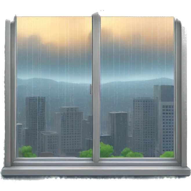 window that has rain outside with a city in the background emoji