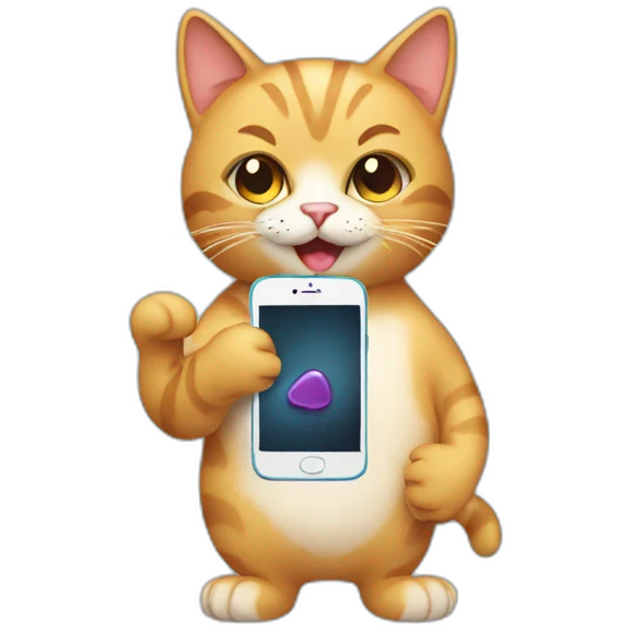 cat holding phone emoji