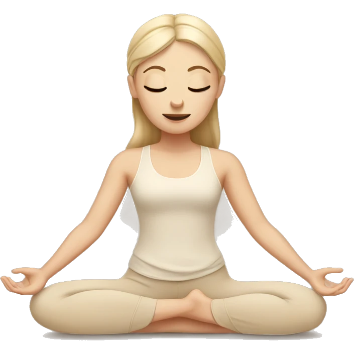 White Girl doing yoga in beige tones  emoji