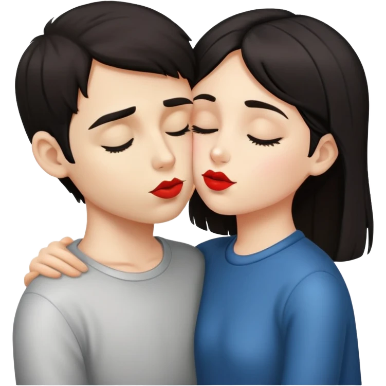 a blindato boy and a dark-haired girl kiss inf emoji
