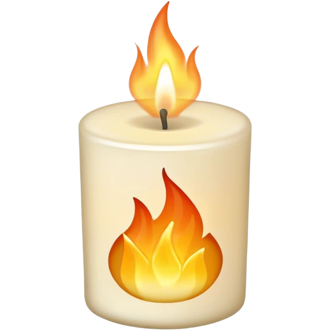 
minimal flat emoji of a white or cream scented candle with three visible flames, soft warm glow, clean vector style, elegant and modern, transparent background emoji