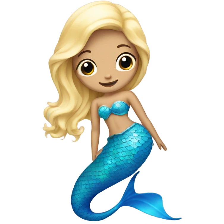 blonde mermaid with blue tail emoji