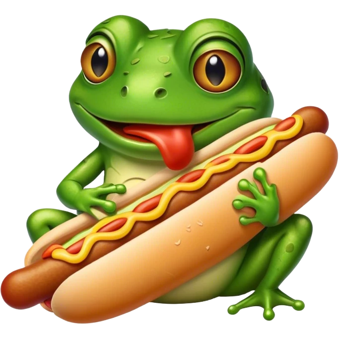 frog eating hotdog emoji