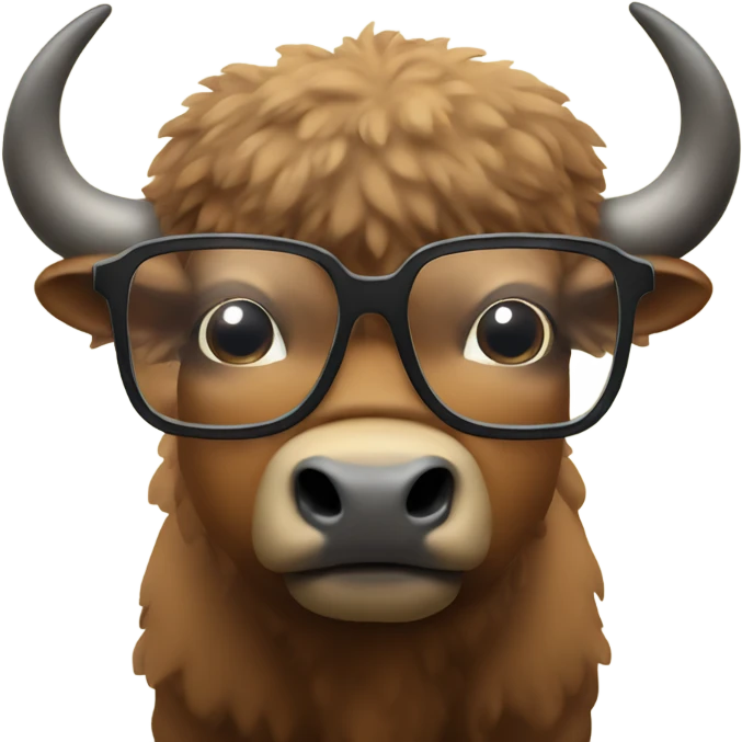 cute bison in glasses emoji