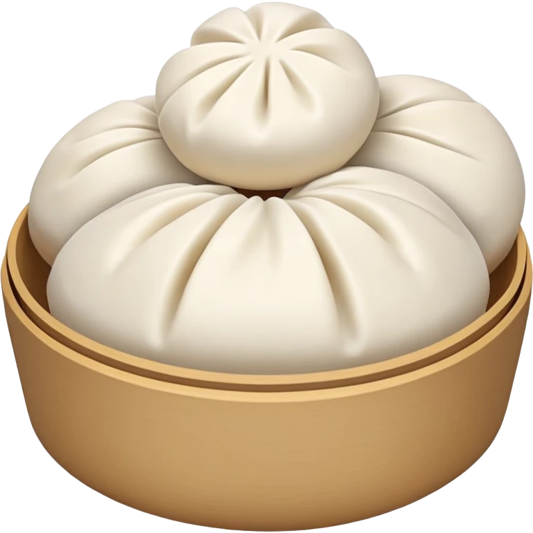 Tianjin Goubuli steamed buns with pinched top, simplified emoji style with bold outlines and bright colors, cartoon style Chinese baozi emoji