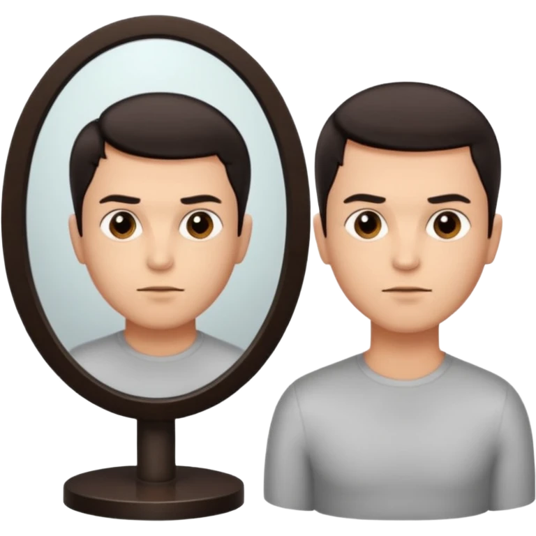 the man with the opposite view in the mirror emoji