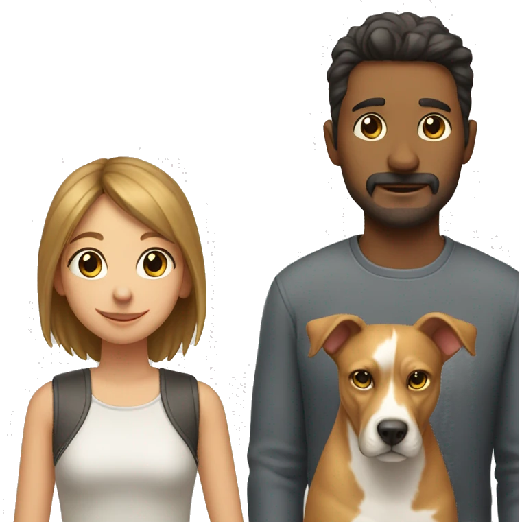 Cat and dog and man and girl emoji