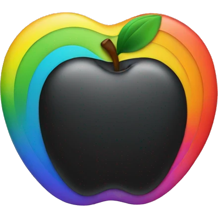 black apple logo with rainbow color outline emoji
