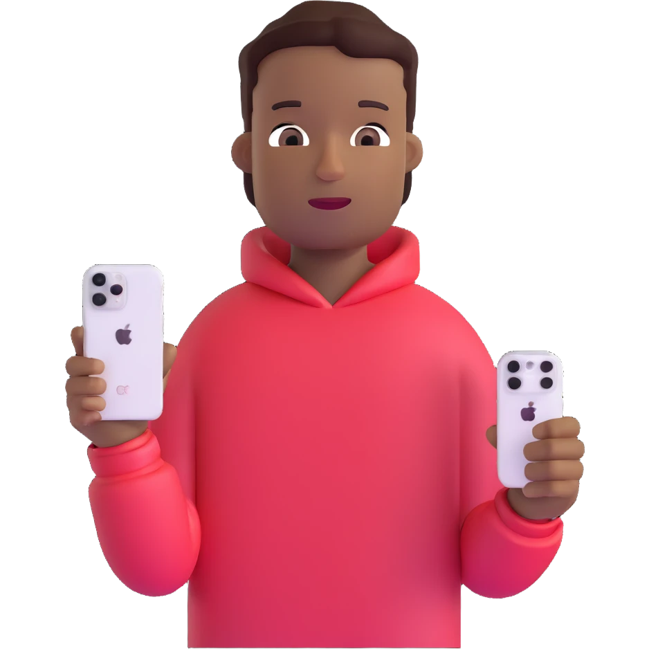 Black man using an iPhone 14 Pro emoji