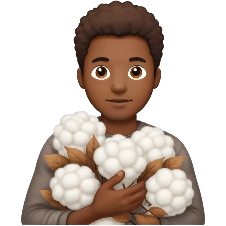 Black man holding cotton emoji