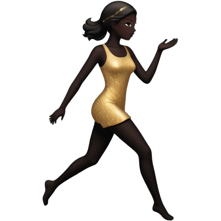 female silhouette in motion with sparkles emoji