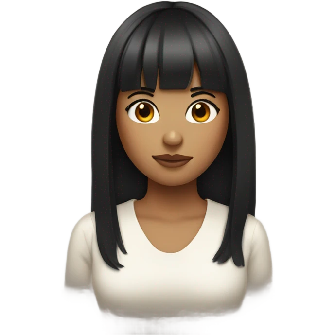 a girl, black hair with bangs emoji