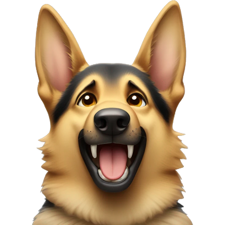 German shepherd laughing hysterically with tears in their eyes  emoji