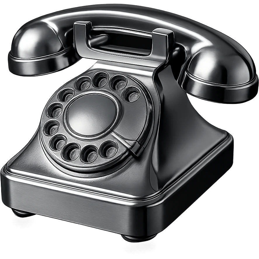 a vintage rotary phone, all chrome, shiny metallic, chrome style, highly reflective, gleaming emoji
