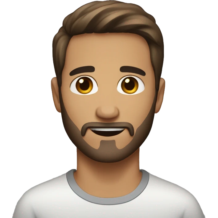 I want a man bit with a short brown hair and brown eyes with a little beard and without beard on the chin emoji