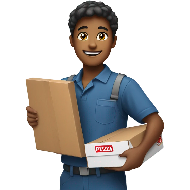 Teen delivering a pizza emoji