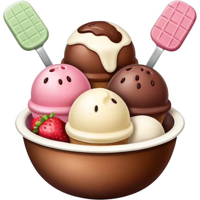 Neapolitan ice cream scoops in a bowl emoji