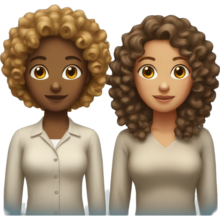 Two tan girls with curly hair emoji