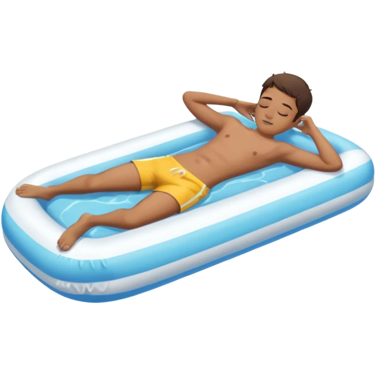 boy sleeping on a float in a swimming pool, full body emoji
