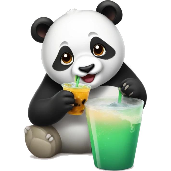 Panda drinking boba emoji