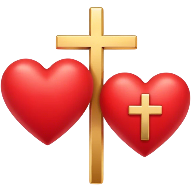 Two red hearts united by a gold cross  emoji