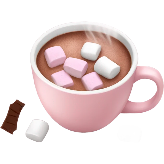 Light Pink mug of hot chocolate with marshmallows  emoji