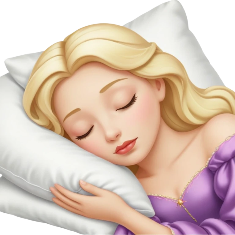 sleeping beauty blonde white girl with a silk pillow emoji