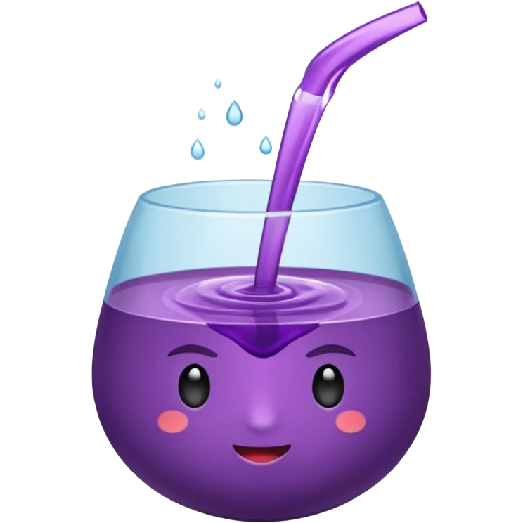 vaso de plumavit con liquido morado chorreando emoji