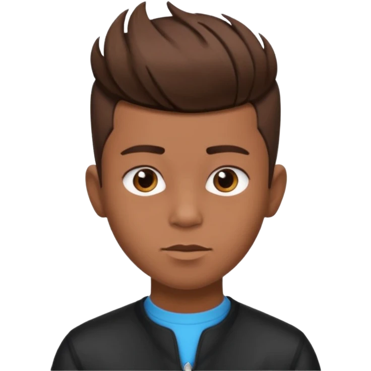 create a fringe haircut boy with a brown hair with hair little up more looking like quiff hairstyle but its going straight not on side emoji