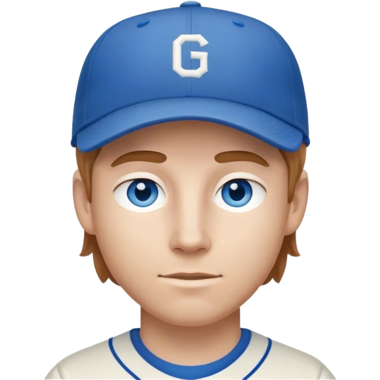 white guy with light brown hair blue eyes with baseball cap on emoji