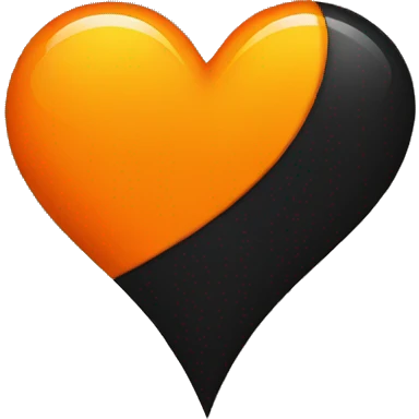Half black and half orange heart emoji