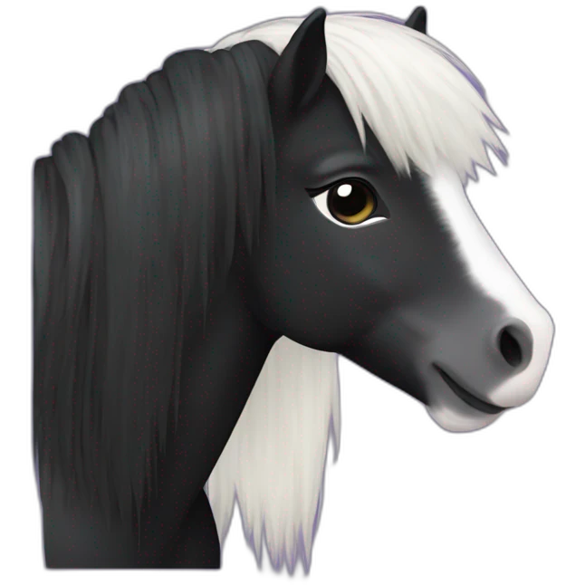black shetland pony with small white flech on shoulder emoji