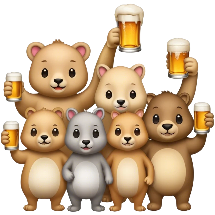 Animals holding beer emoji