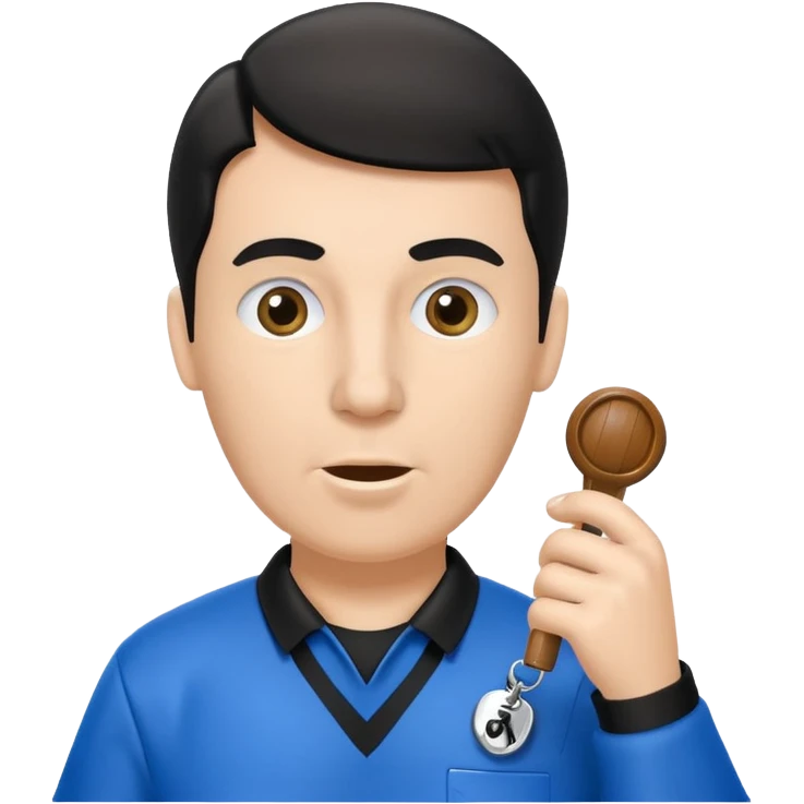 Referee, hold the whistle, blue cloth emoji