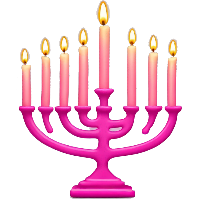 Pink menorah that has 8 candles  emoji