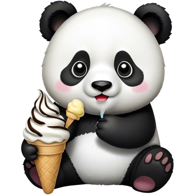Panda eating ice cream emoji
