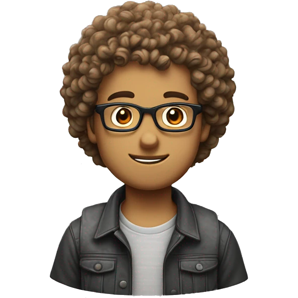 Nerd with curly hair and glasses And stubble ￼￼ emoji