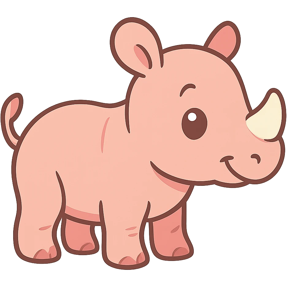 flat toon light pink baby rhino emoji