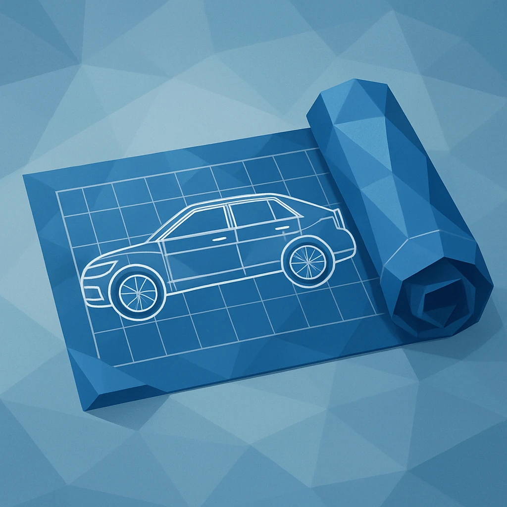 blueprint roll of a car emoji