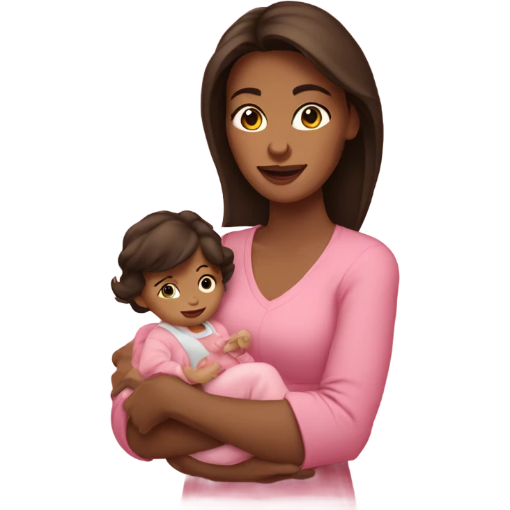 Brunette mother holding baby girl emoji