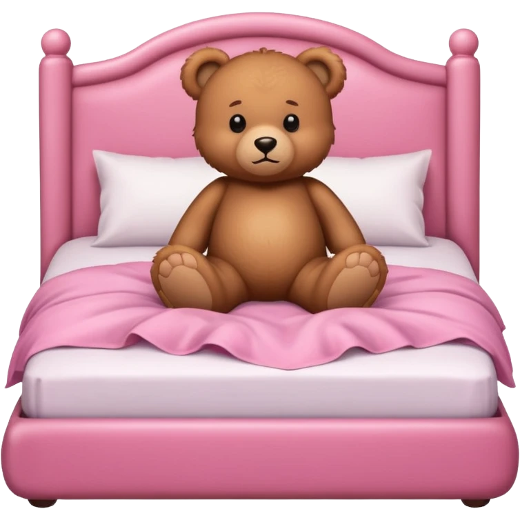 Cute Brown Teddy bear in pink bed emoji