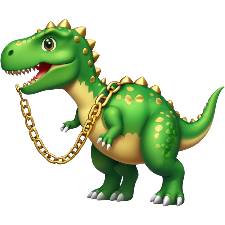Dinosaur wearing gold chain emoji