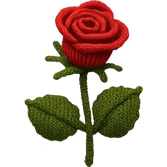 Red knitted rose emoji