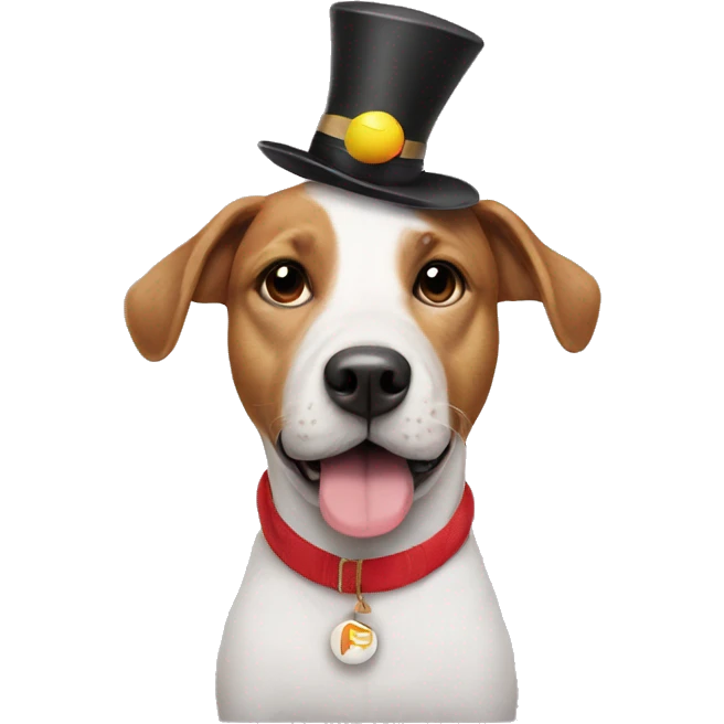 Dog wearing a funny hat balancing on a ball emoji